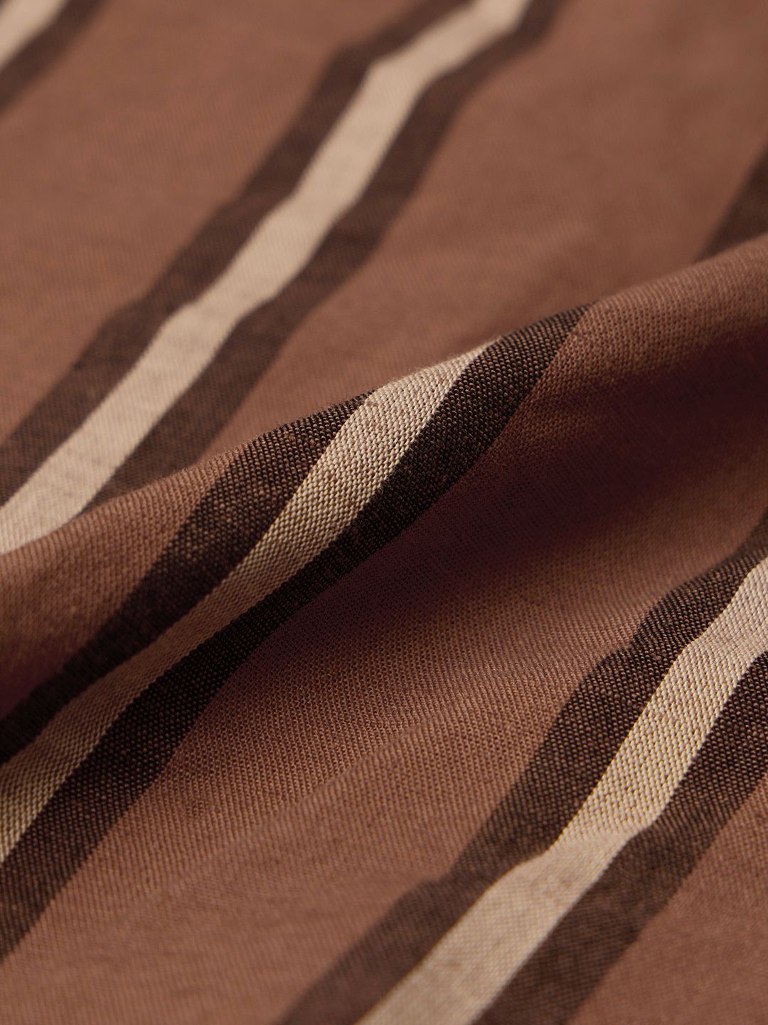 Cotton Linen Stripes: Chestnut Cotton Linen Shirts