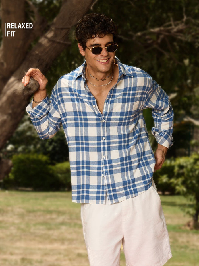 Plaid Shirt: Moonlight Men Relaxed Shirts