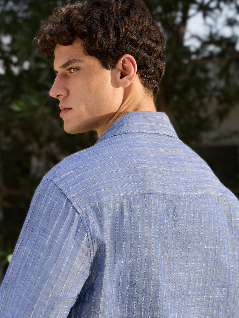 Textured Shirt: Blue Haze Men Textured Shirts