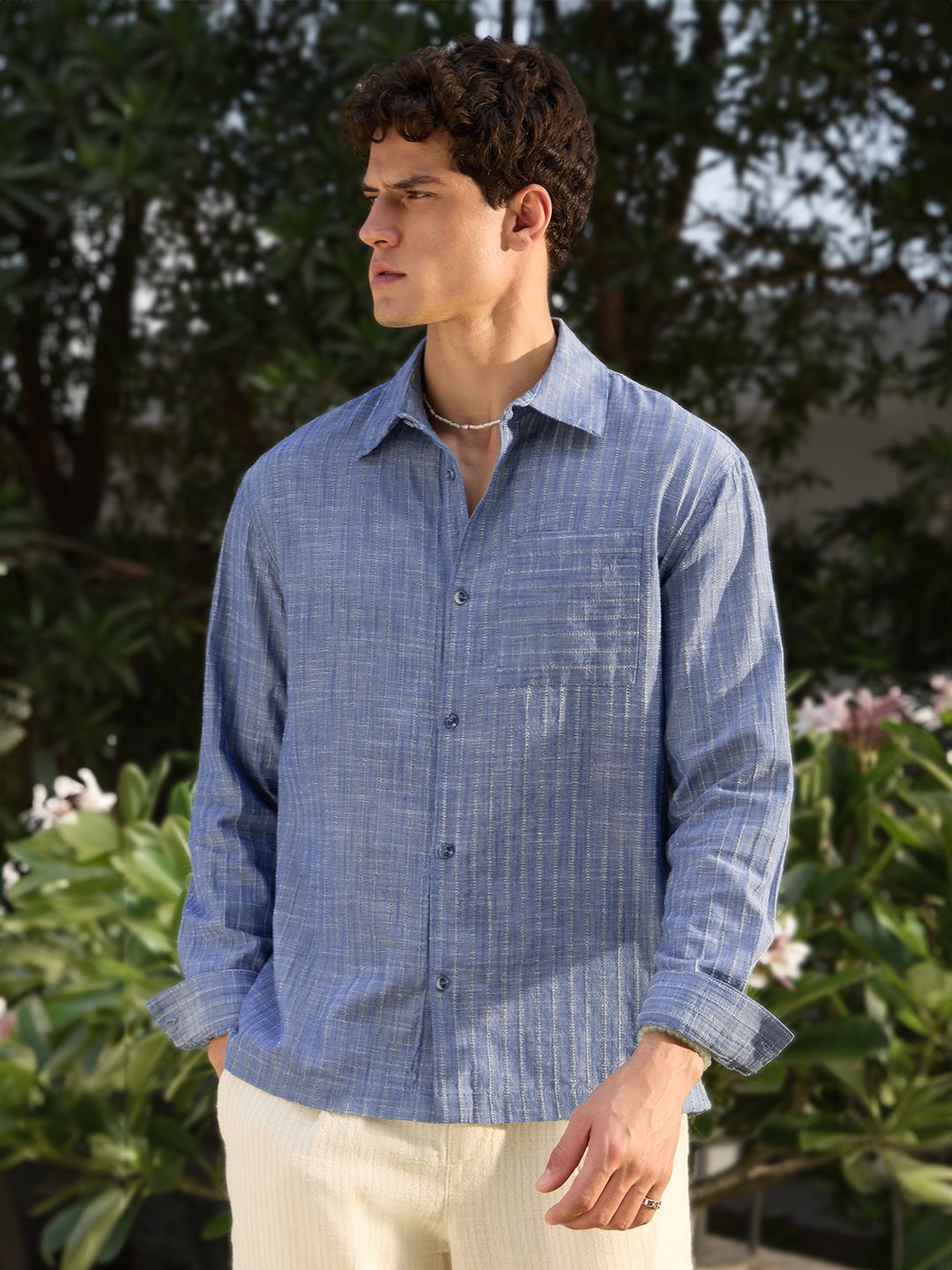 Textured Shirt: Blue Haze Men Textured Shirts