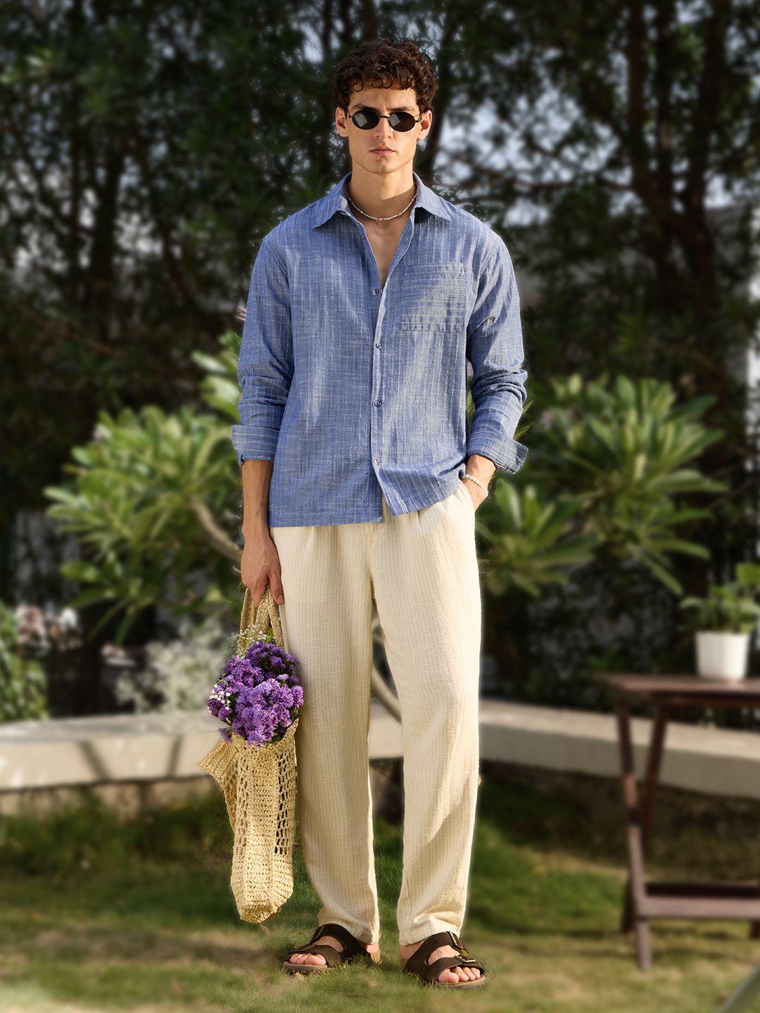 Textured Shirt: Blue Haze Men Textured Shirts