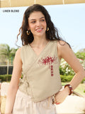 Cotton Linen Vest: Spider Lily Women Fashion Tops