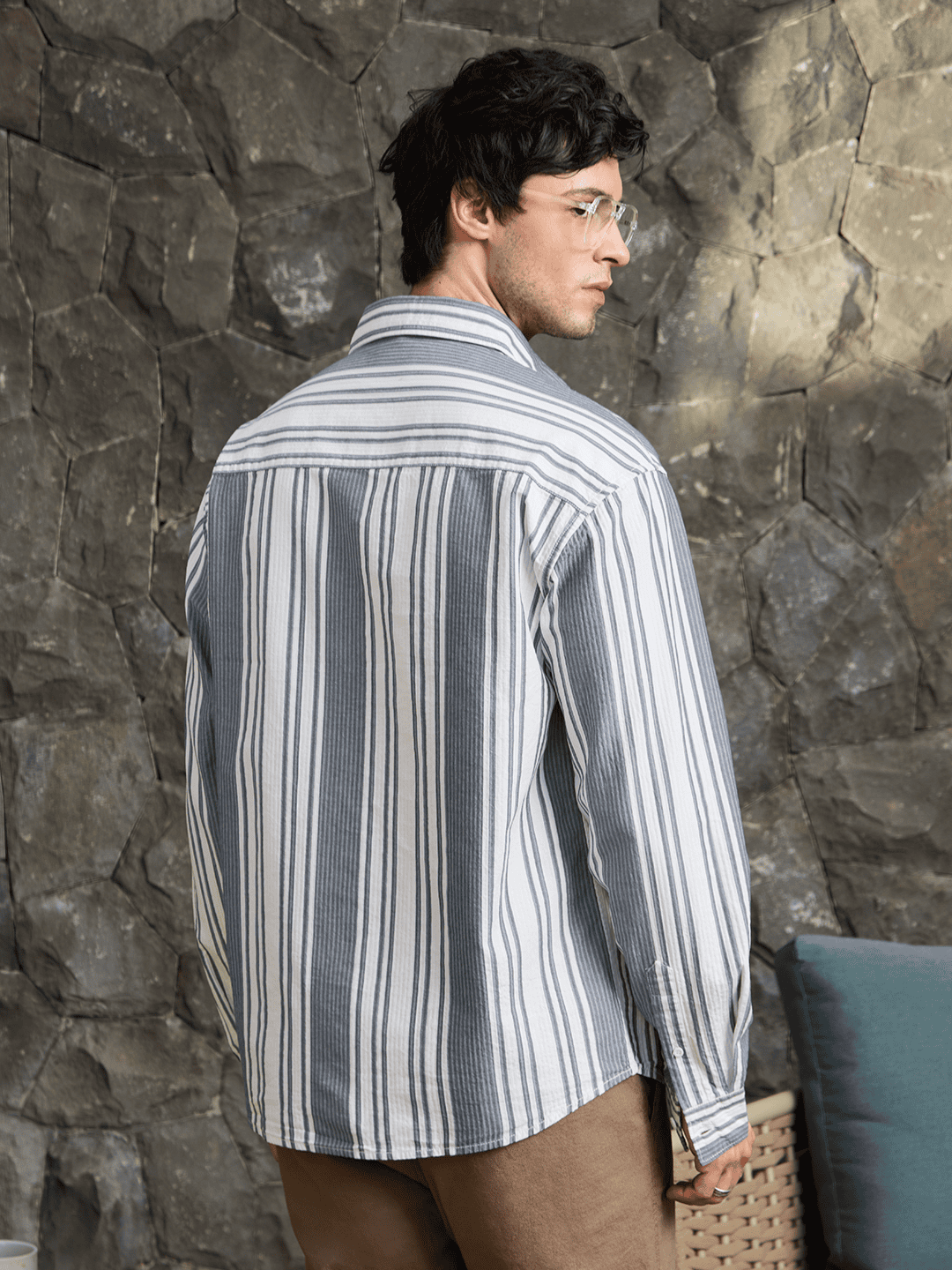 Striped Shirt: Sapphire Men Relaxed Shirts