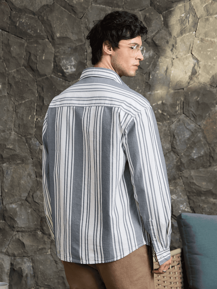 Striped Shirt: Sapphire Men Relaxed Shirts
