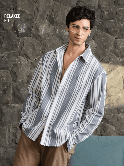 Striped Shirt: Sapphire Men Relaxed Shirts