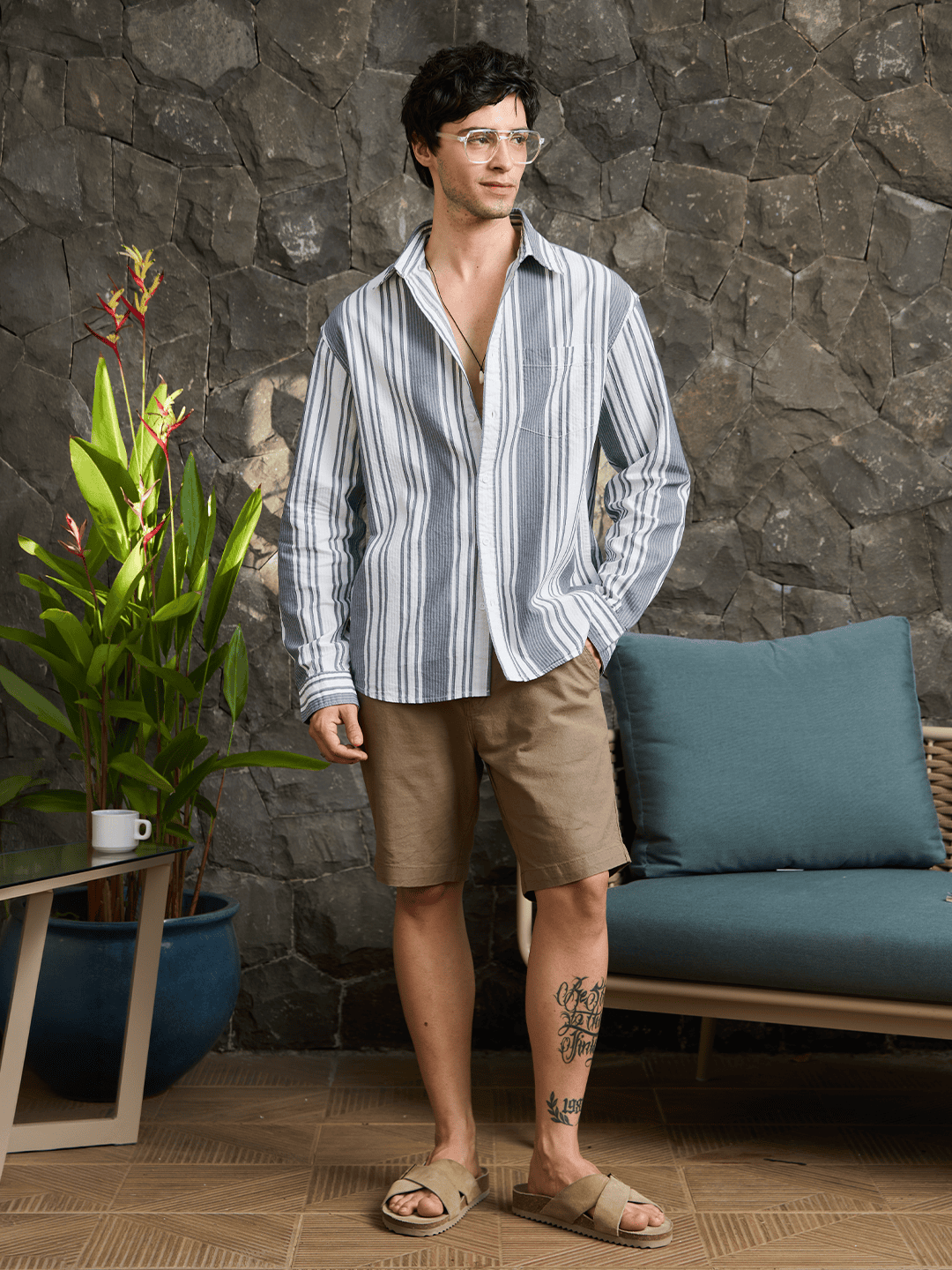 Striped Shirt: Sapphire Men Relaxed Shirts