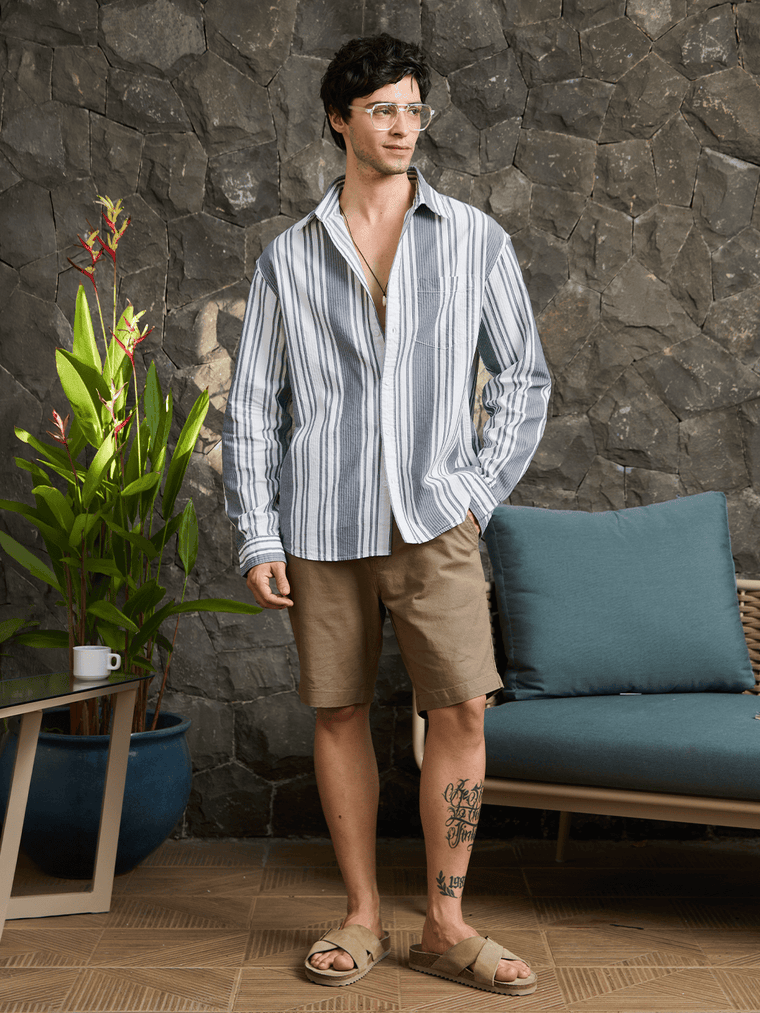Striped Shirt: Sapphire Men Relaxed Shirts