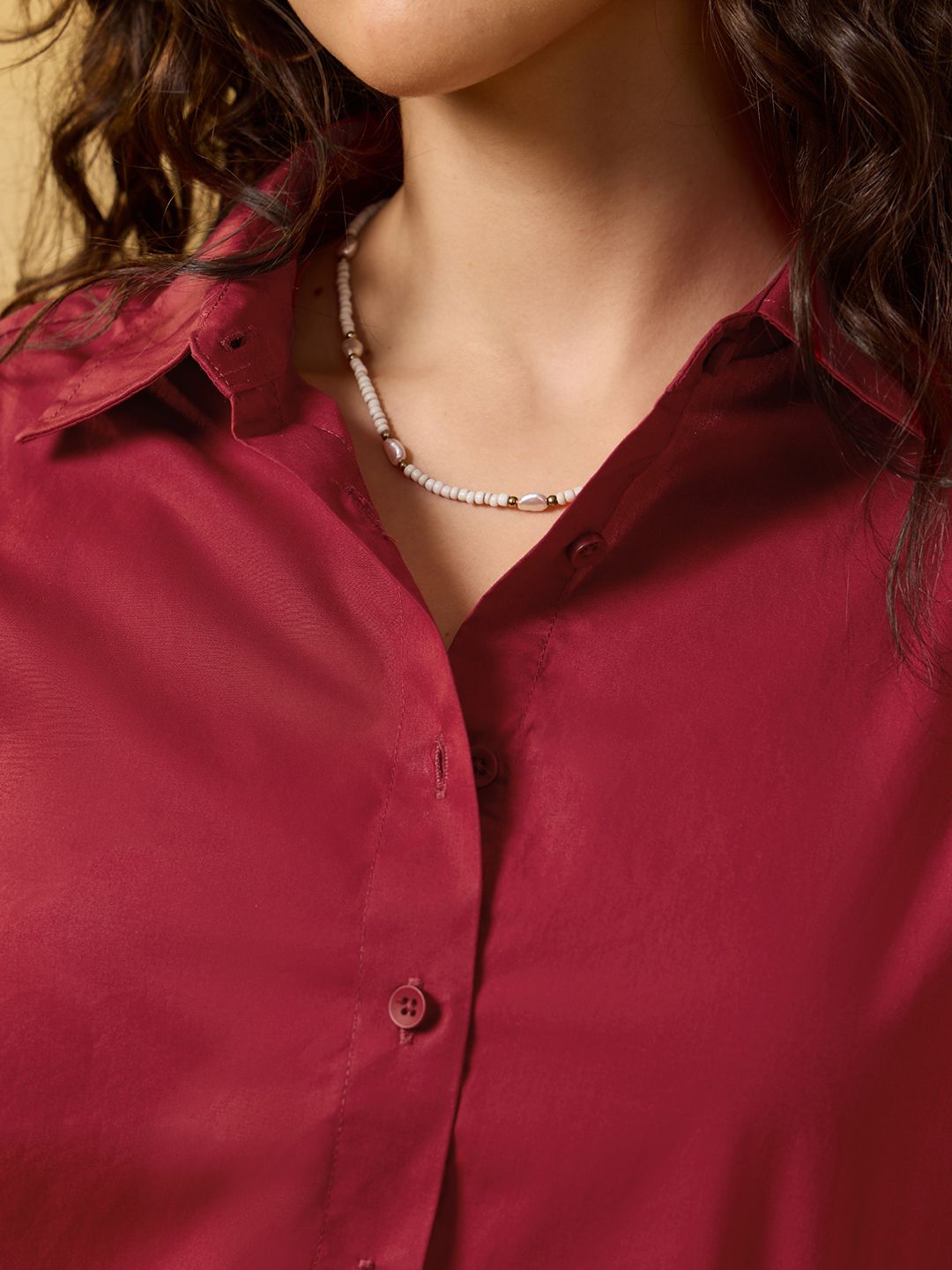 Classic Solids: Cherry Women Regular Shirts