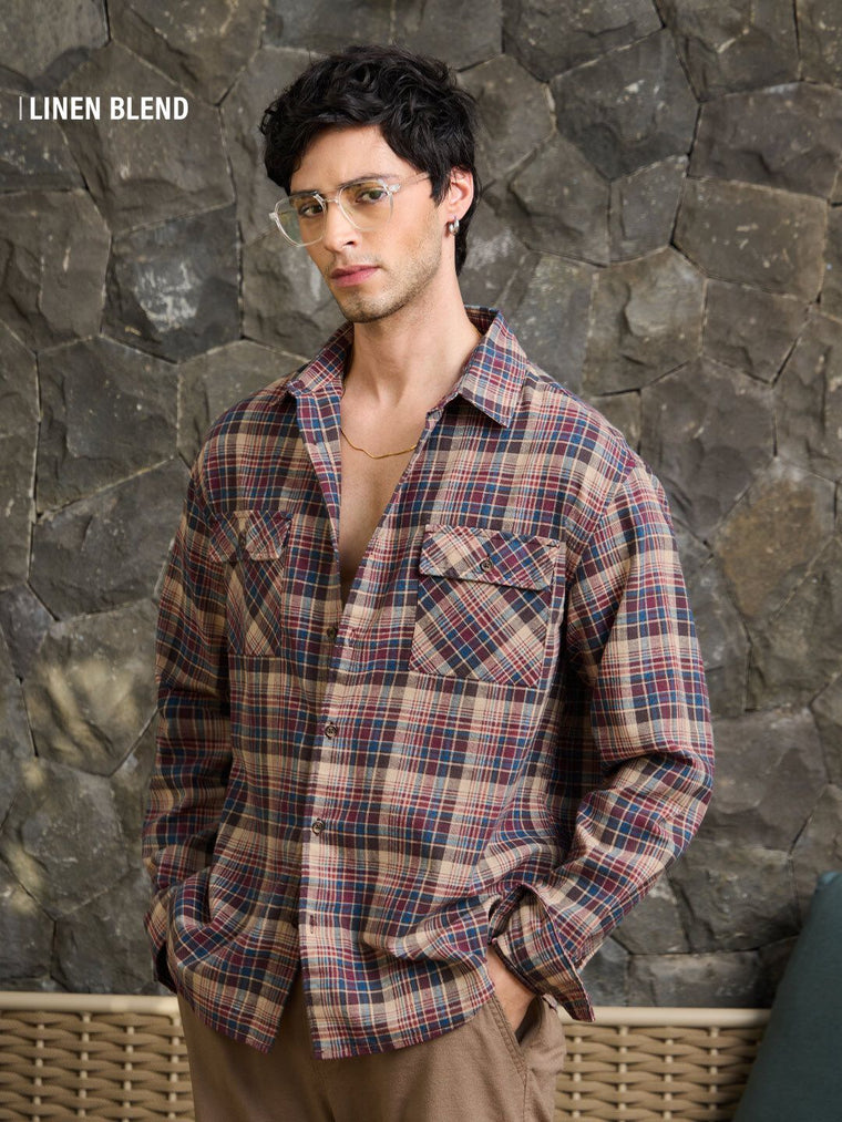 Cotton Linen Checks: Terrain Cotton Linen Shirts
