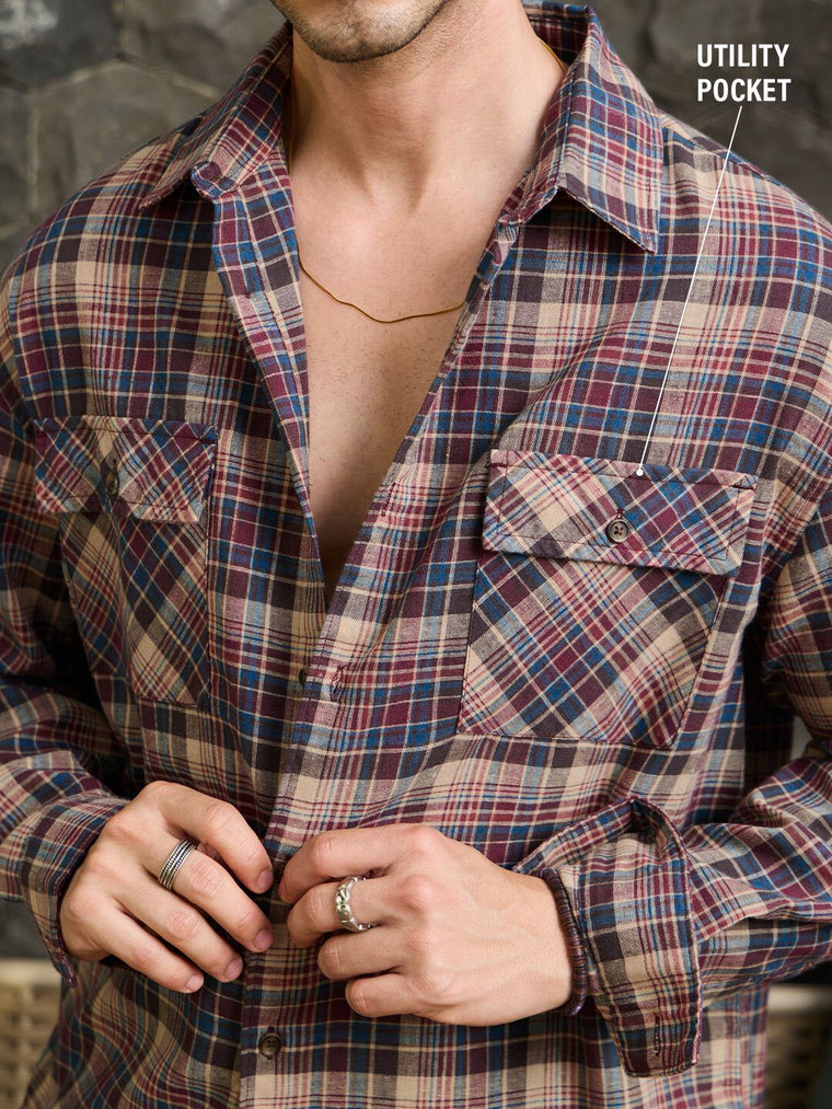 Cotton Linen Checks: Terrain Cotton Linen Shirts