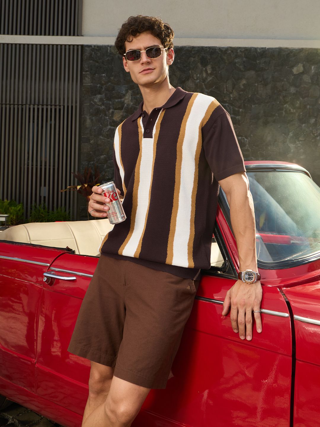 Jacquard Polo: Chestnut Textured Polos