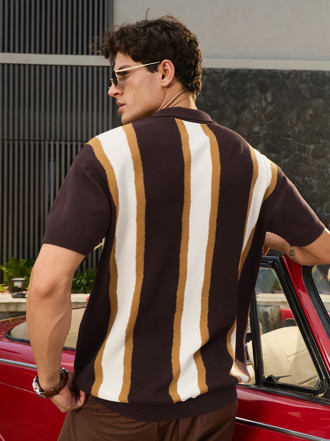 Jacquard Polo: Chestnut Textured Polos