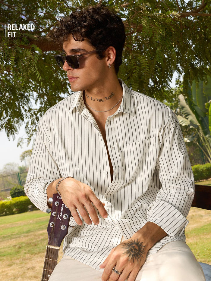 Striped Shirt: Mono Edge Men Relaxed Shirts