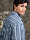 Striped Shirt: Lagoon Men Textured Shirts