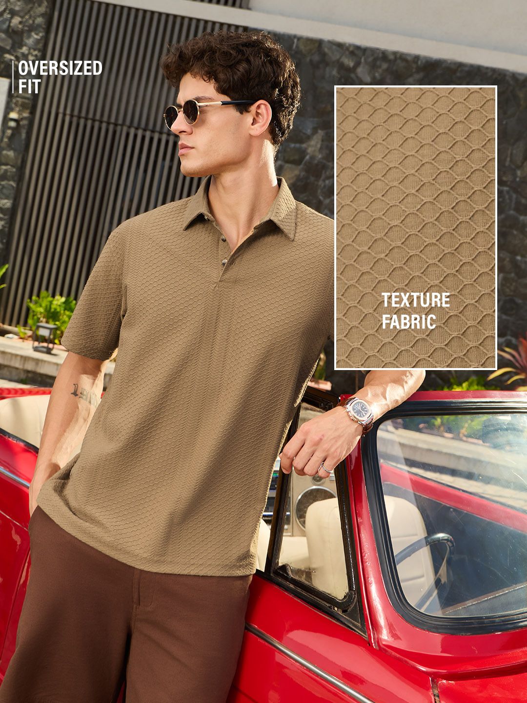 Textured Polo: Cinnamon Oversized Polos