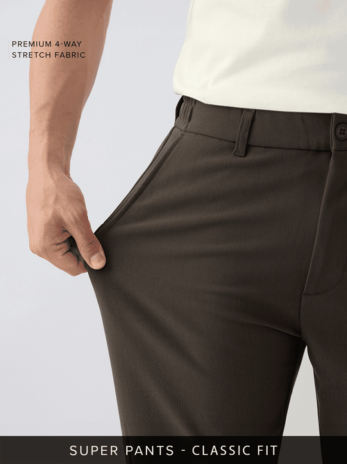 Super Pants: Mocha (Classic Fit) Men Super Flex Pants