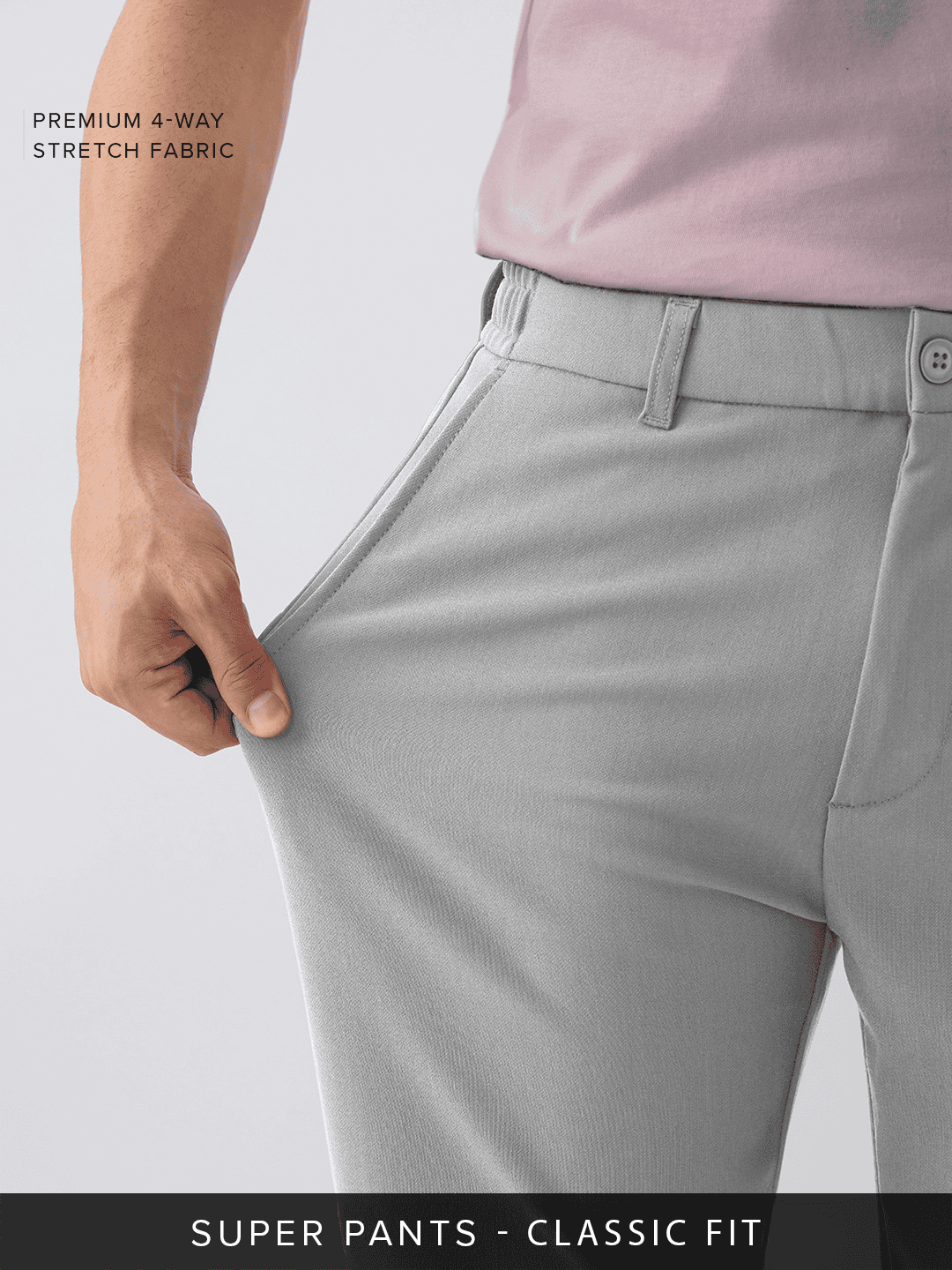 Super Pants: Cloud Grey (Classic Fit) Men Super Flex Pants