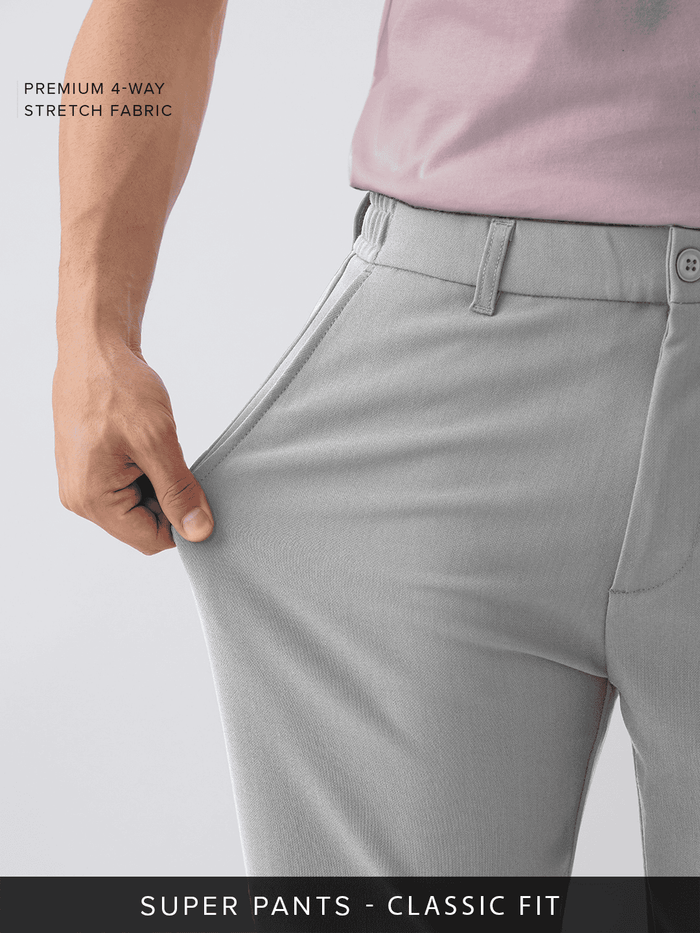 Super Pants: Cloud Grey (Classic Fit) Men Super Flex Pants