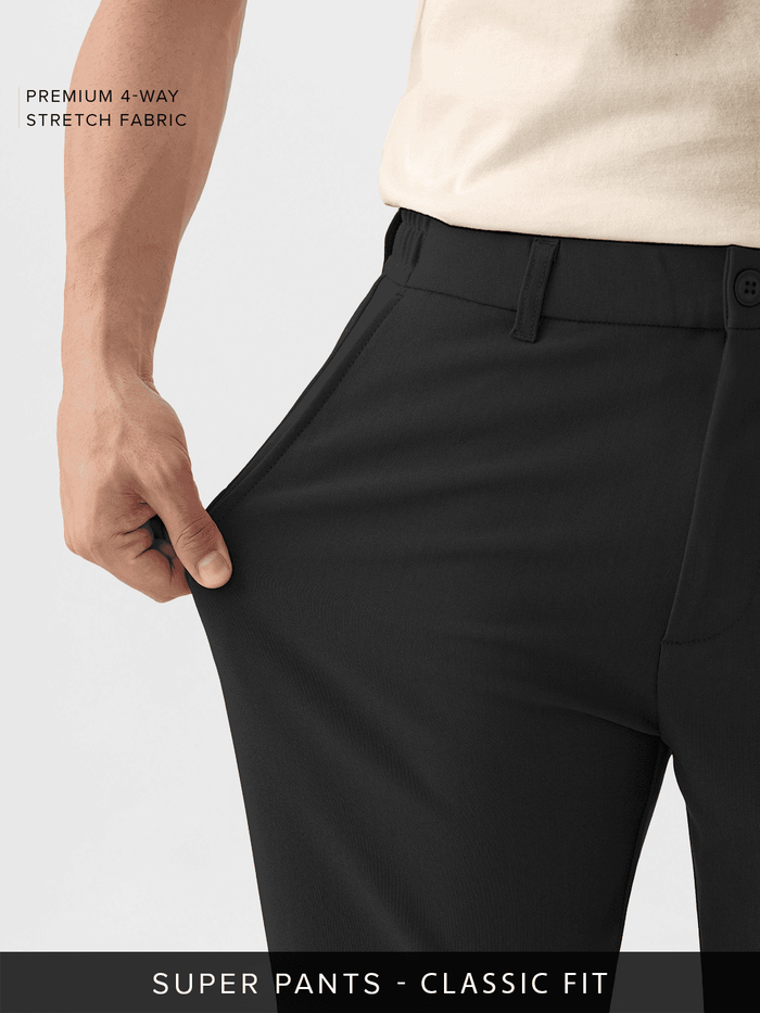 Super Pants: Charcoal Ash (Classic Fit) Men Super Flex Pants