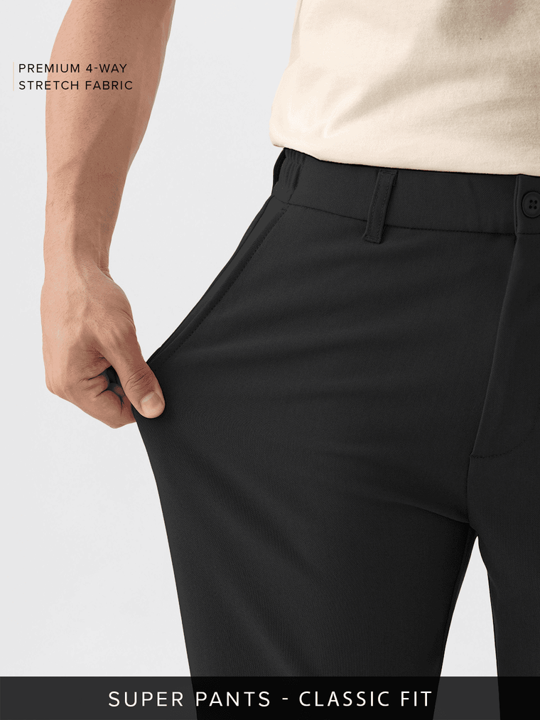 Super Pants: Charcoal Ash (Classic Fit) Men Super Flex Pants