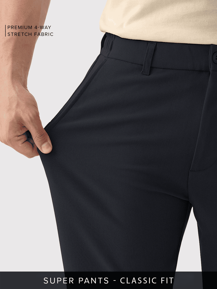 Super Pants: Azure Blue (Classic Fit) Men Super Flex Pants