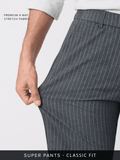 Super Pants: Grey Stripes (Classic Fit) Men Super Flex Pants
