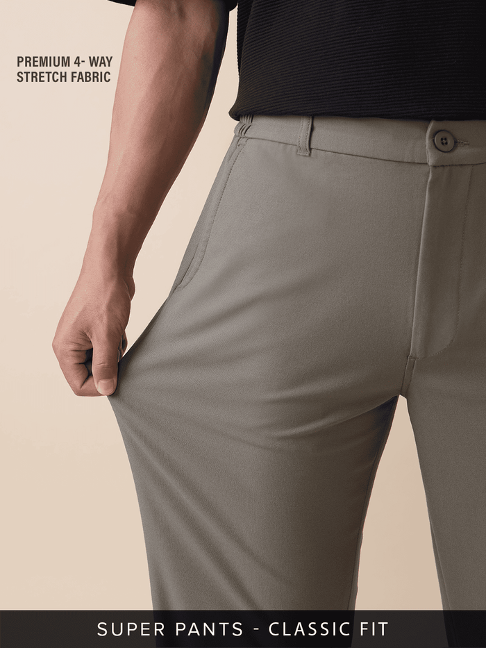 Super Pants: Beige (Classic Fit) Men Super Flex Pants