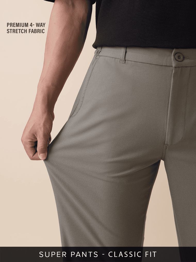 Super Pants: Beige (Classic Fit) Men Super Flex Pants