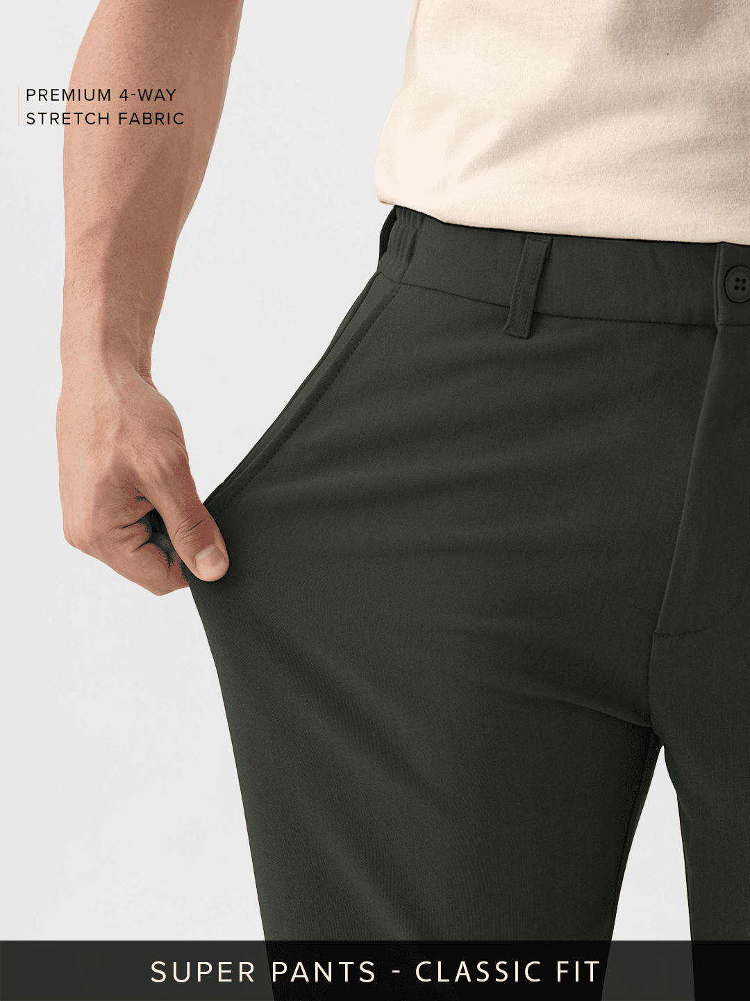 Super Pants: Hunter Green (Classic Fit) Men Super Flex Pants