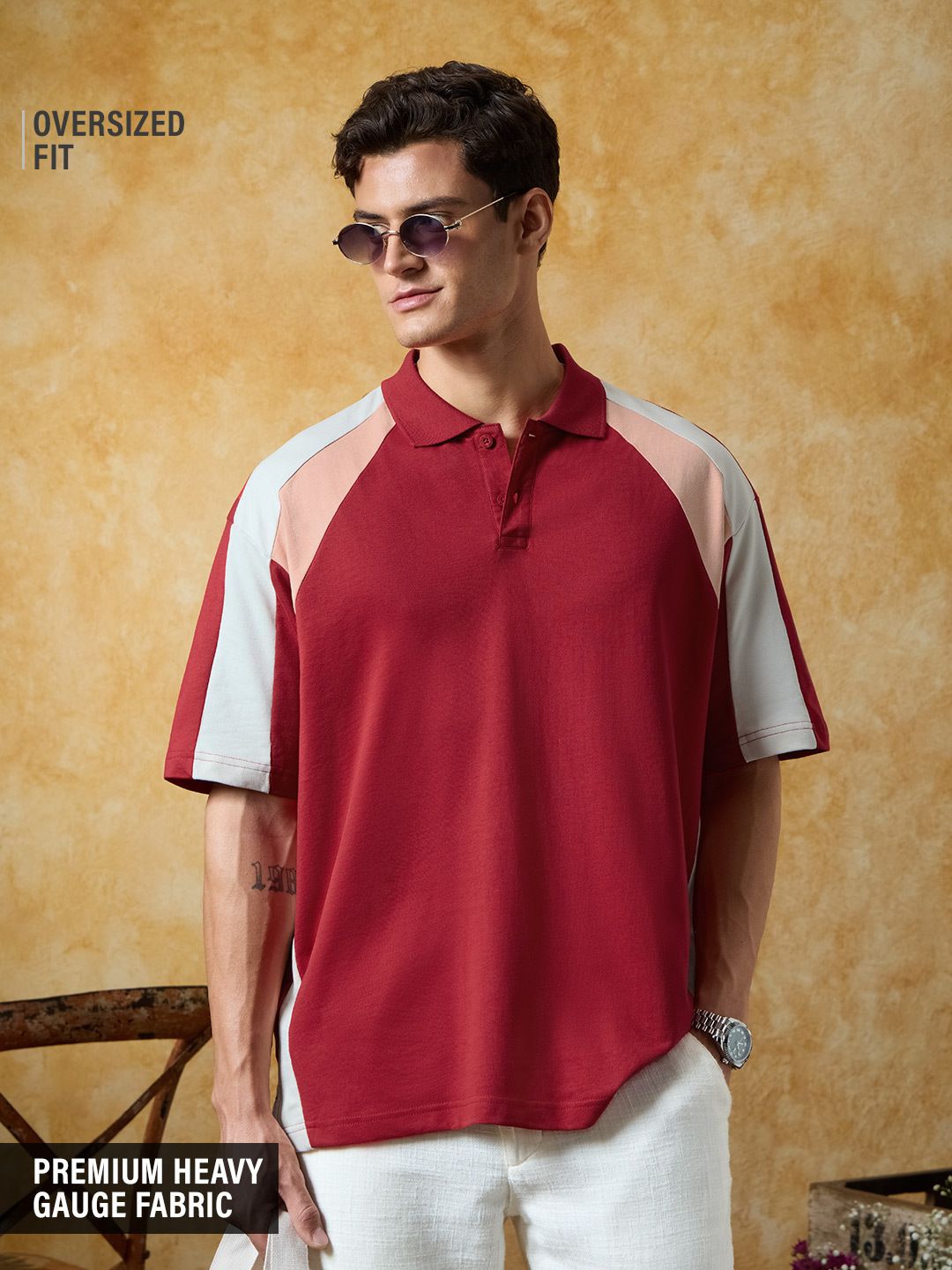 Oversized Polo: Crimson Oversized Polos