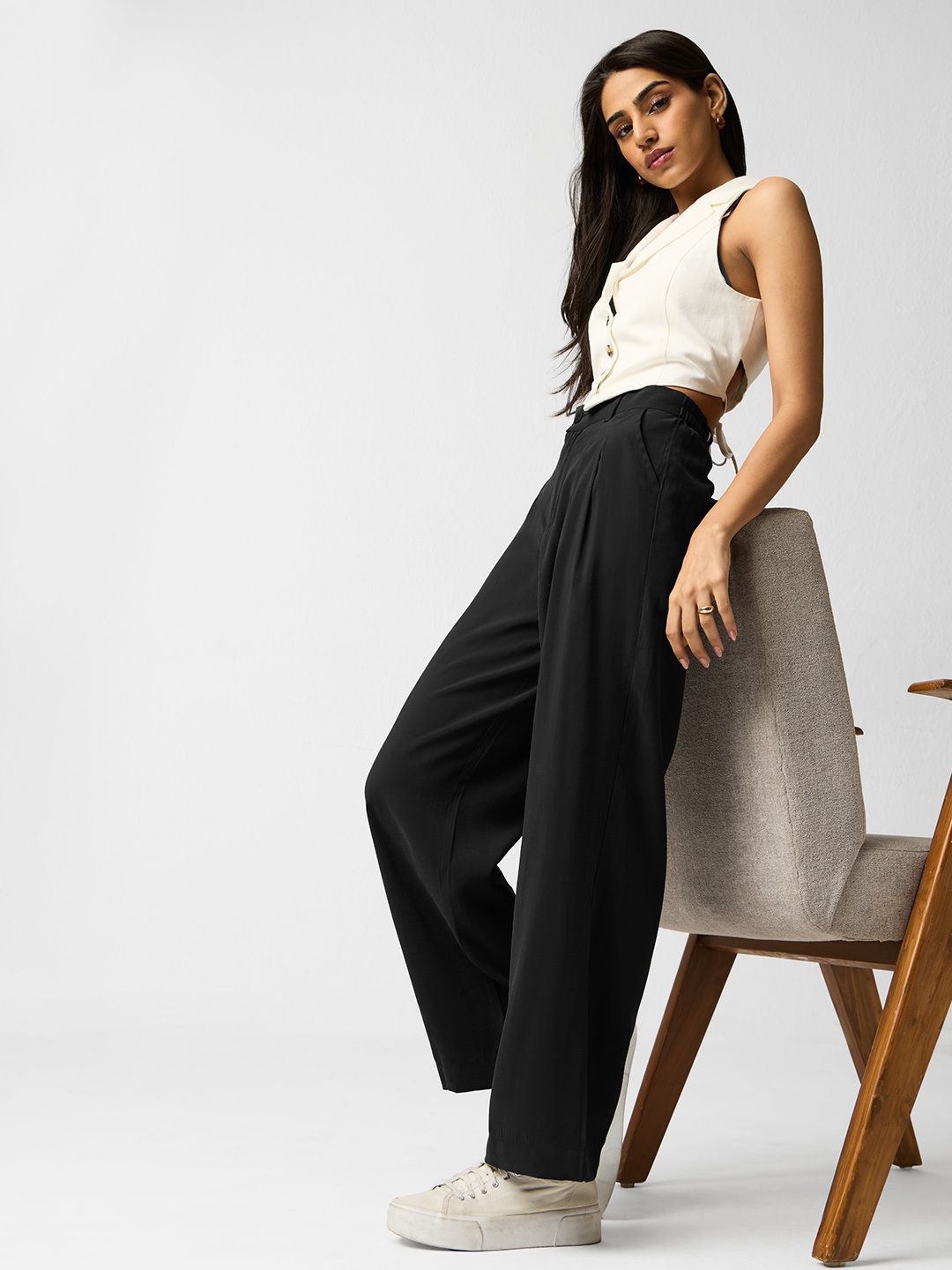 Pleated Trousers: Shadow Women Straight Pants