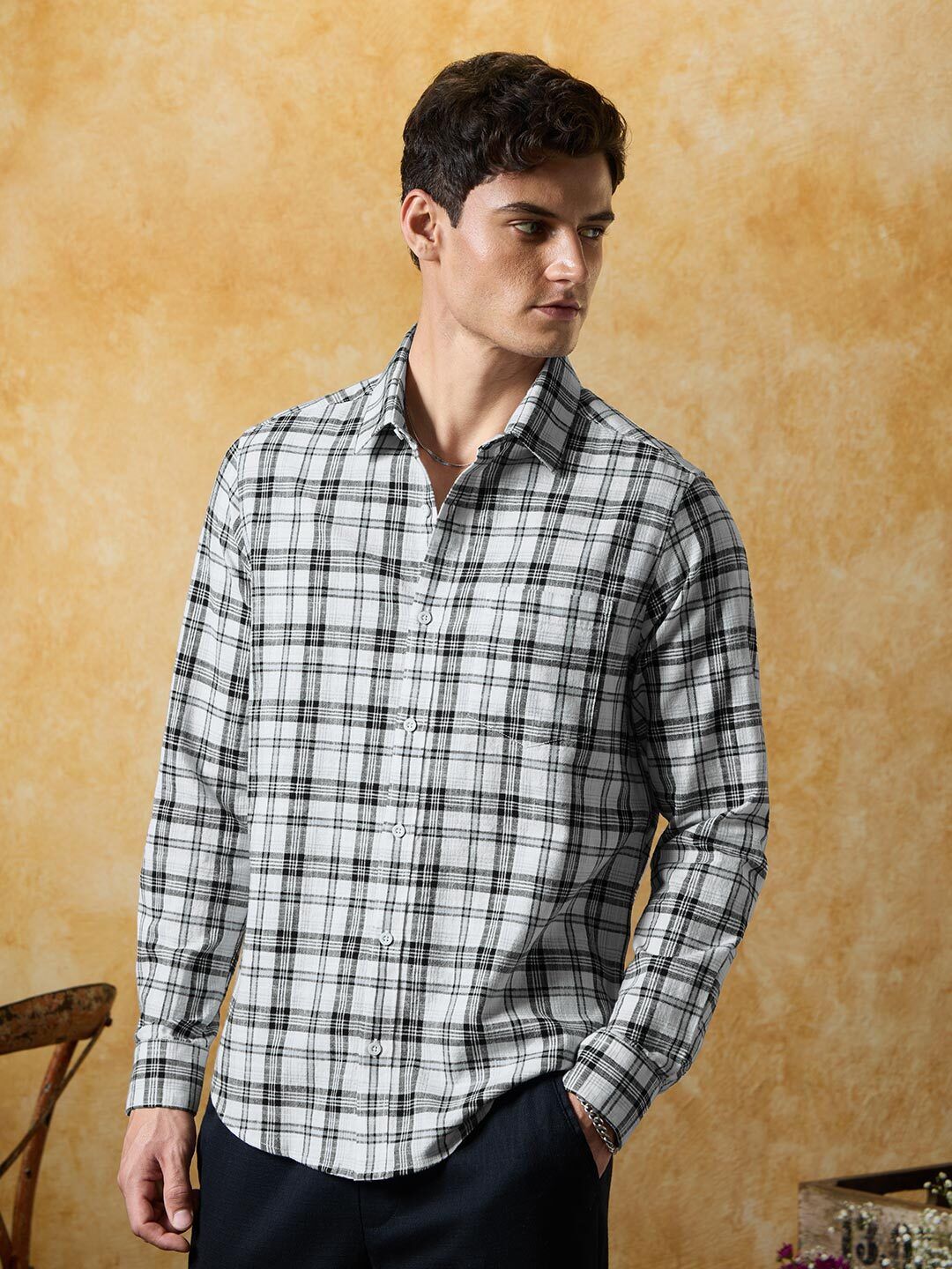 Checks Shirt: Monotone Men Relaxed Shirts