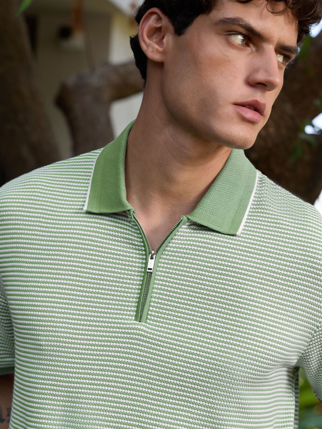 Textured Polo: Soft Basil Textured Polos