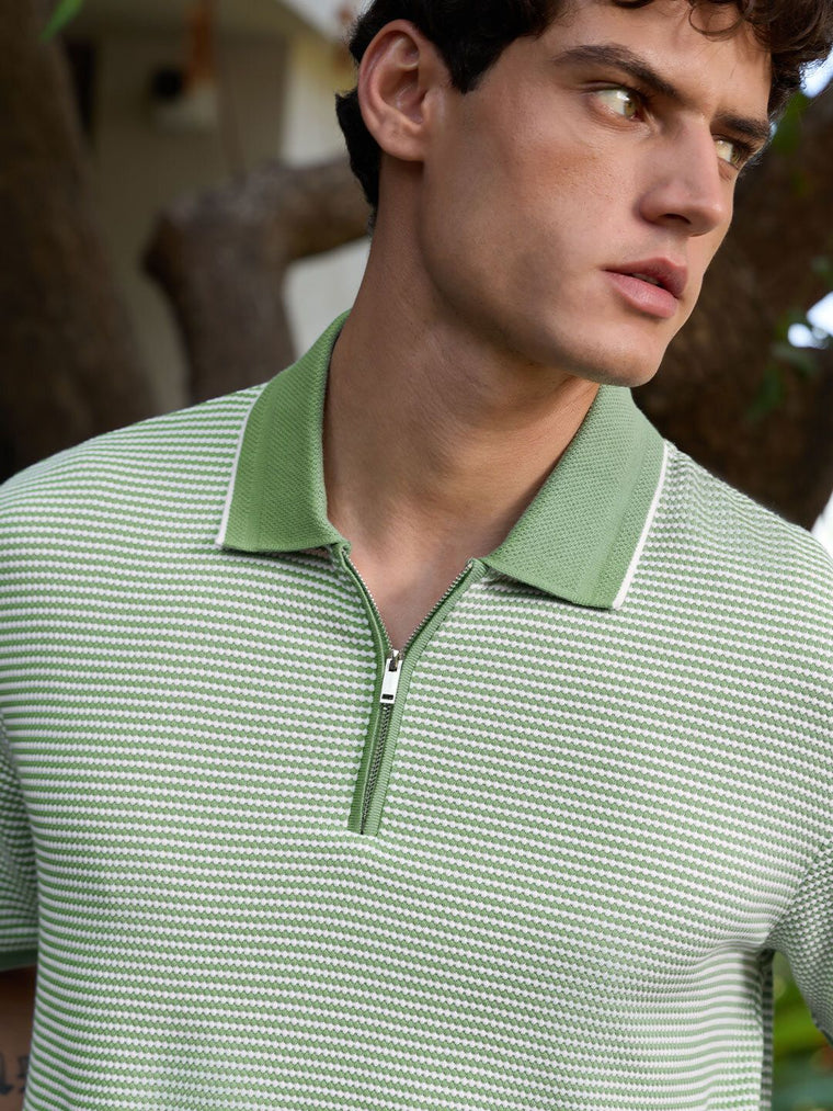 Textured Polo: Soft Basil Textured Polos