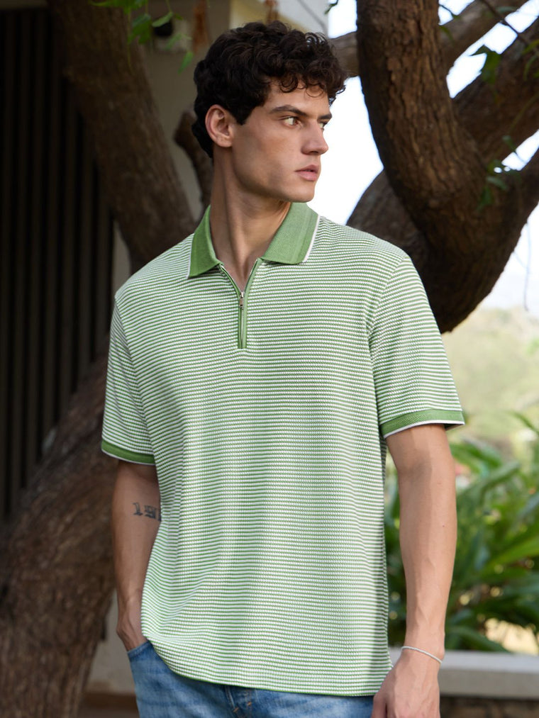 Textured Polo: Soft Basil Textured Polos