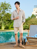 Cotton Linen Checks: Naval Cotton Linen Shirts