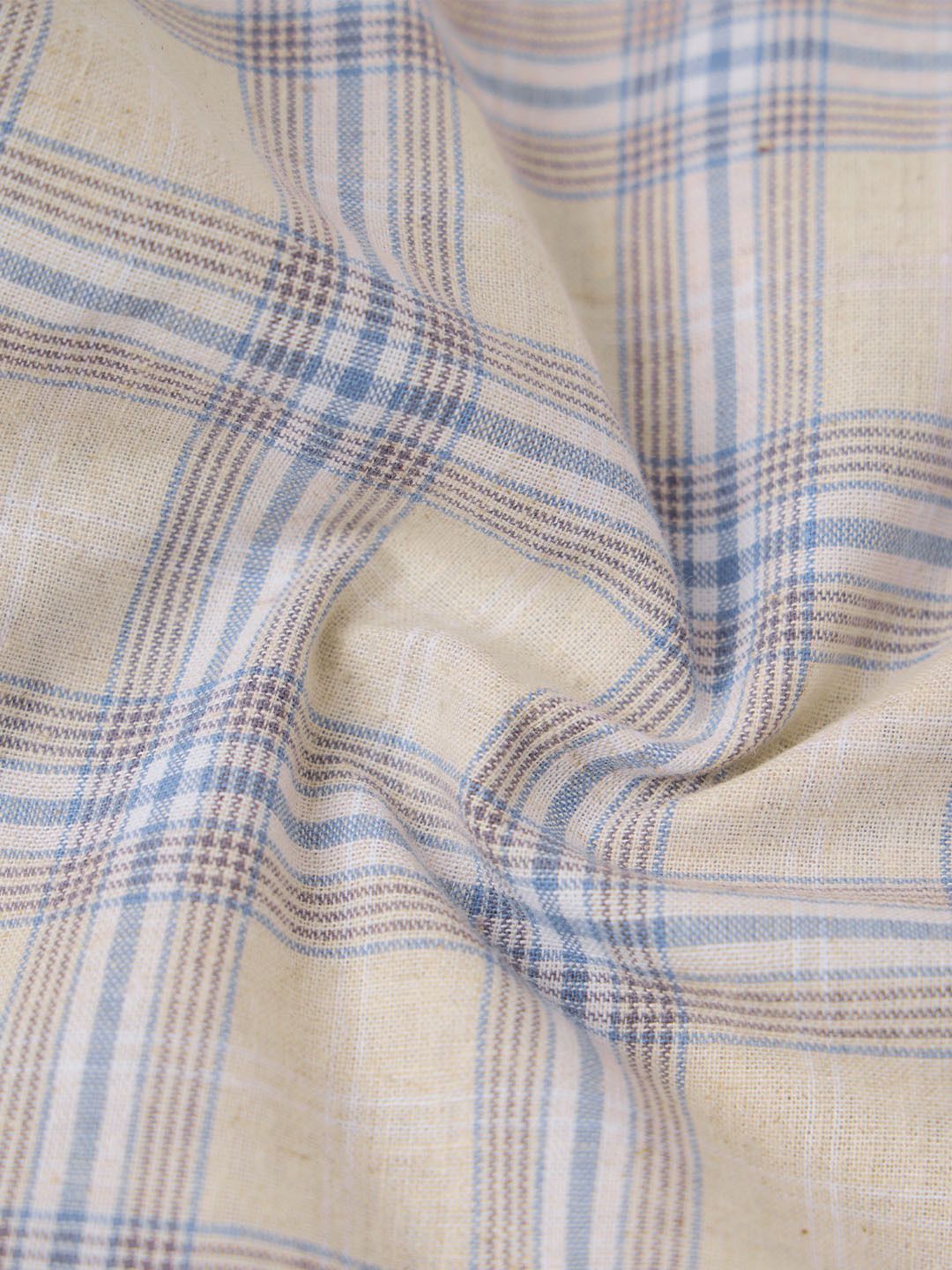 Cotton Linen Checks: Naval Cotton Linen Shirts