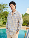Cotton Linen Checks: Naval Cotton Linen Shirts