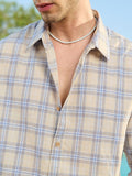 Cotton Linen Checks: Naval Cotton Linen Shirts