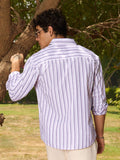 Stripe Shirt: Mauve Men Relaxed Shirts
