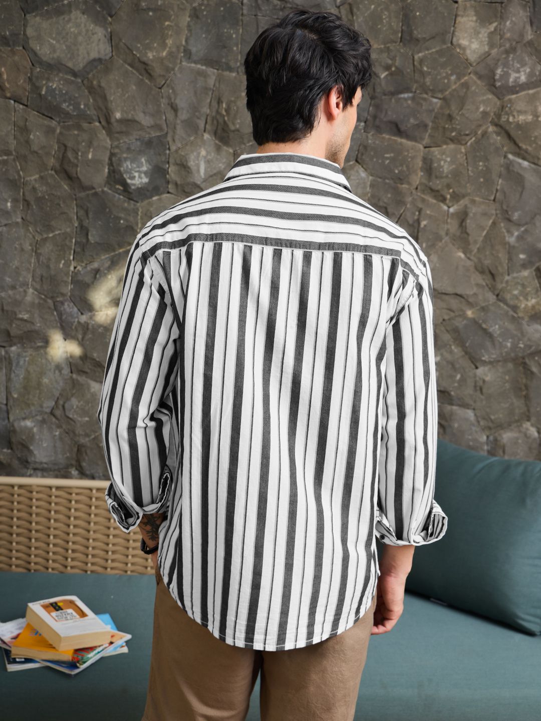 Stripe Shirt: Blackline Men Relaxed Shirts