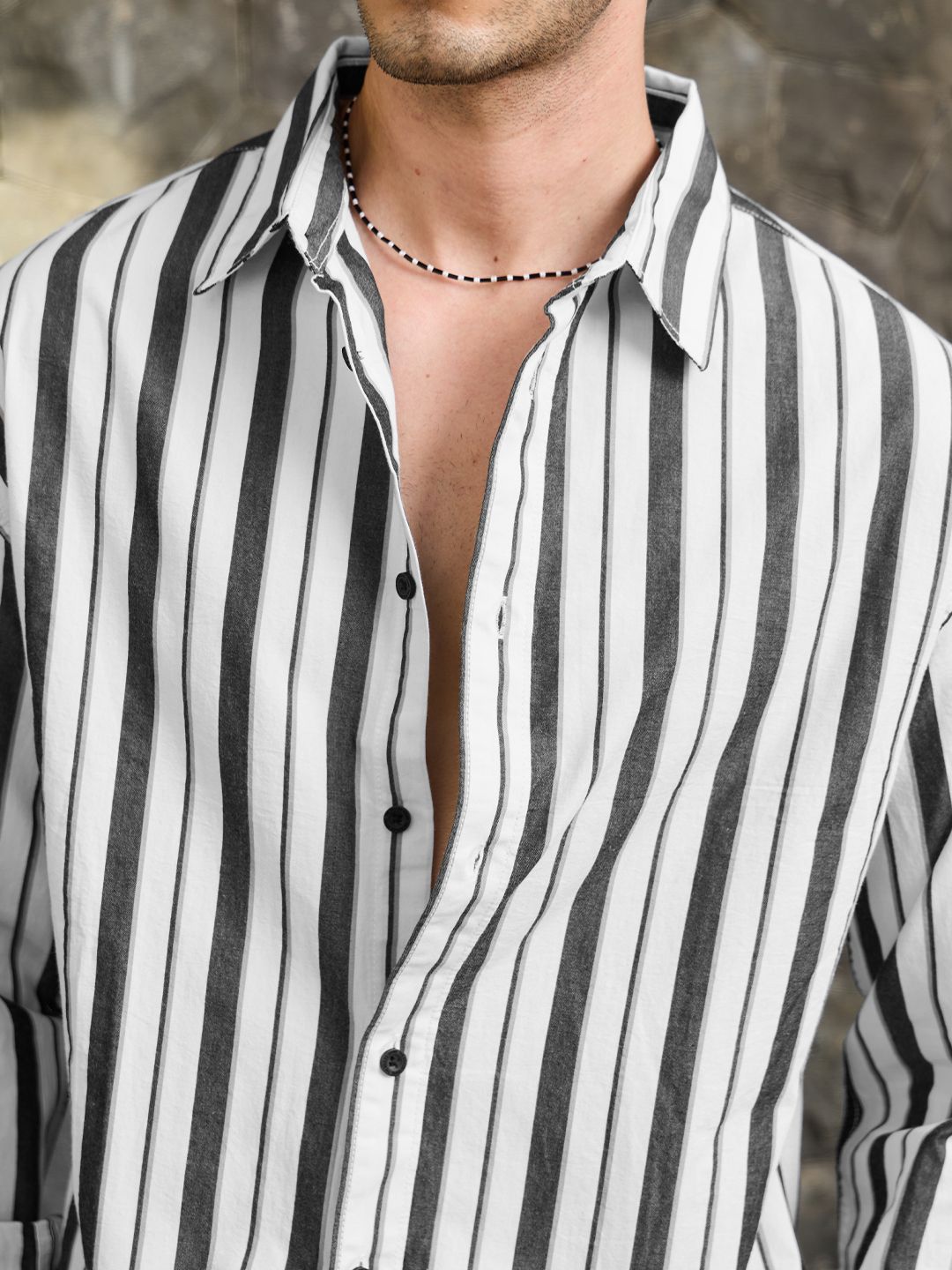 Stripe Shirt: Blackline Men Relaxed Shirts