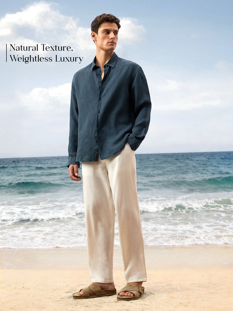 Luxe Linen Shirt: Midnight Blue 100% Linen Shirts