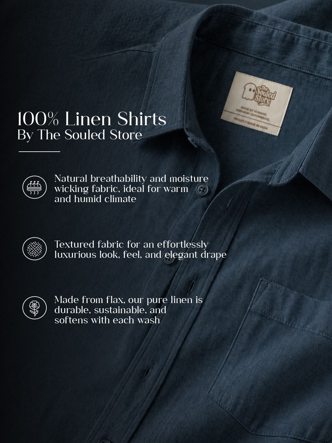 Luxe Linen Shirt: Midnight Blue 100% Linen Shirts