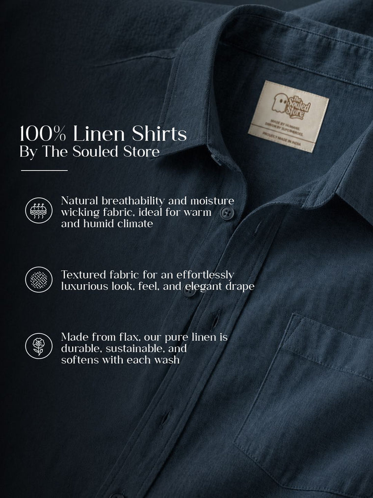 Luxe Linen Shirt: Midnight Blue 100% Linen Shirts