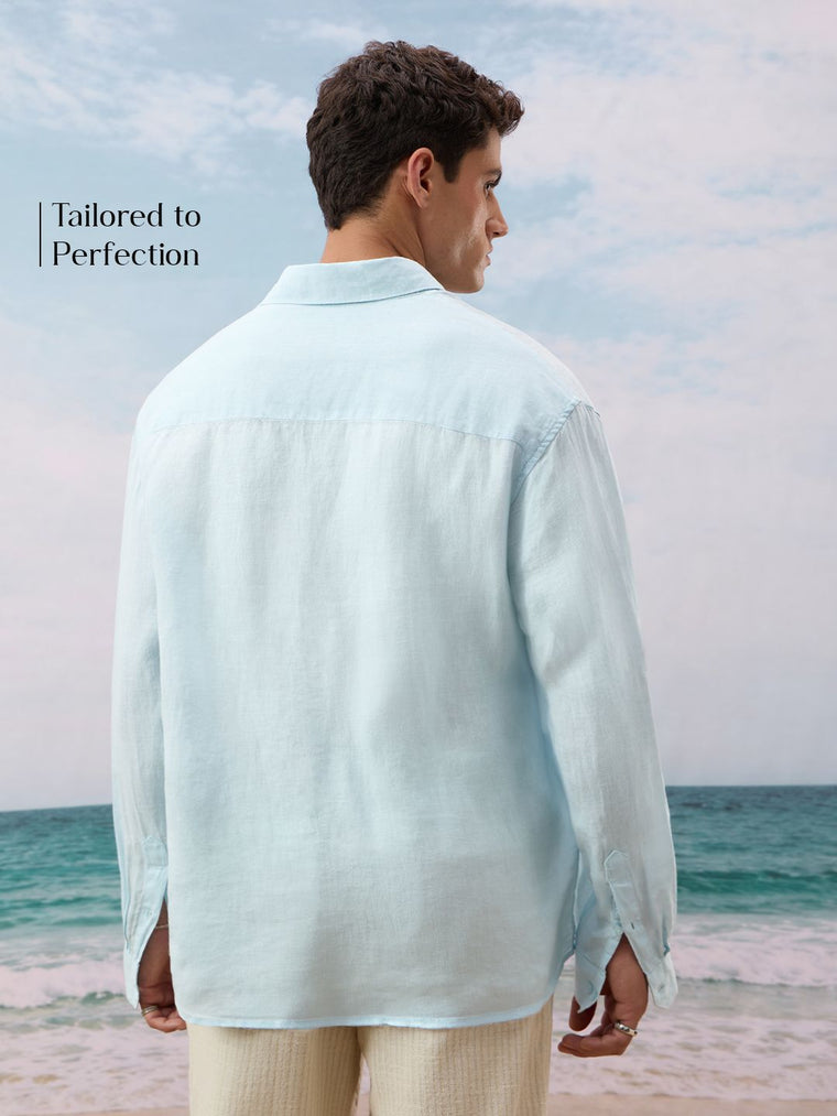 Luxe Linen Shirt: Sky Blue 100% Linen Shirts
