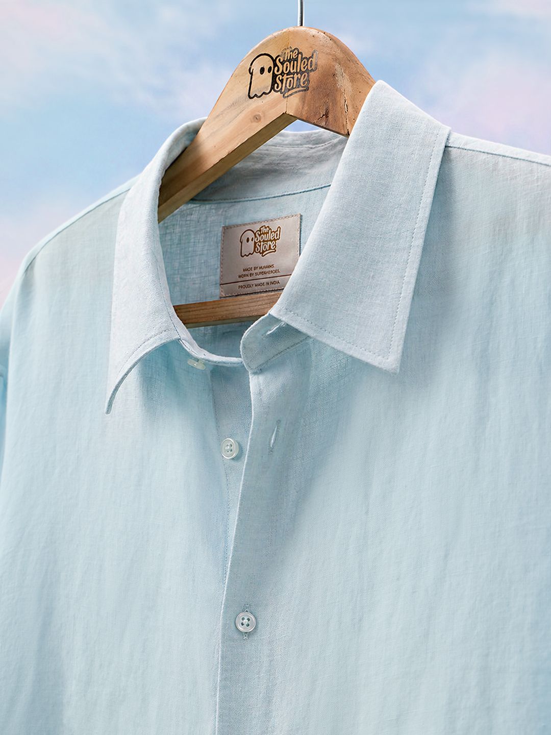 Luxe Linen Shirt: Sky Blue 100% Linen Shirts