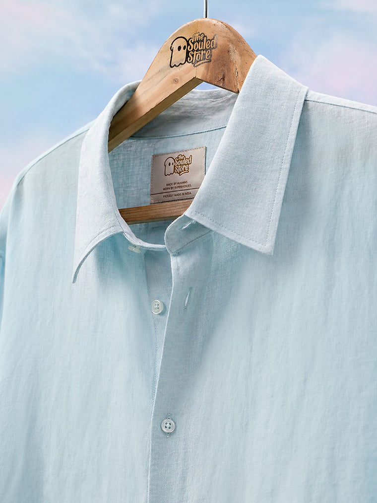 Luxe Linen Shirt: Sky Blue 100% Linen Shirts