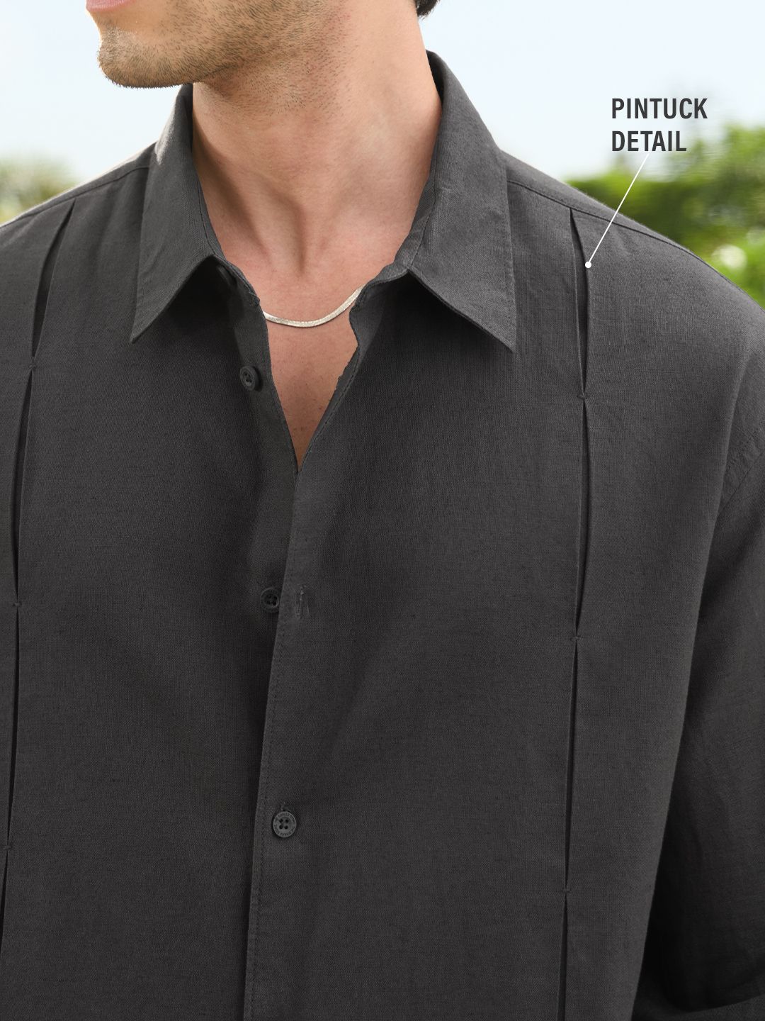 Cotton Linen: Charcoal Cotton Linen Shirts