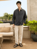 Cotton Linen: Charcoal Cotton Linen Shirts